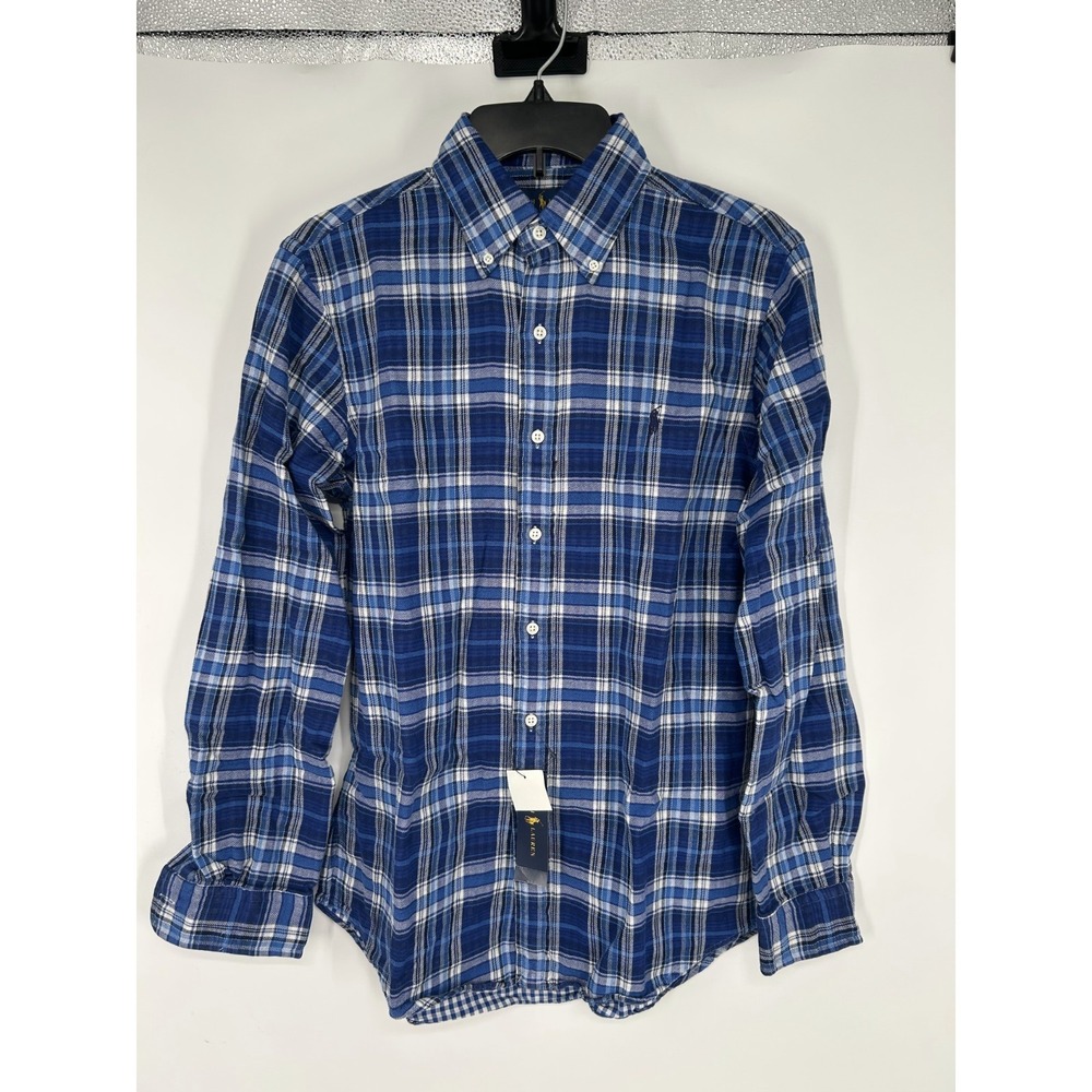 Polo Ralph Lauren Blue Plaid Long Sleeve Button Down Shirt Pony Logo Mens Small